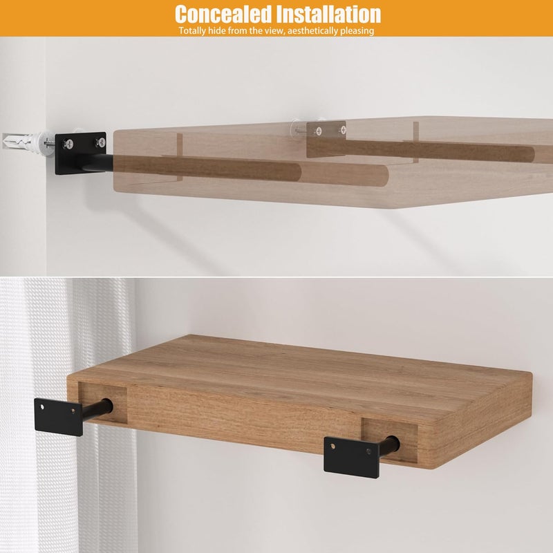 Wengus Floating Shelf Brackets, 8 inch Hidden Shelf Brackets Heavy Duty Blind Shelf Support, 150LBS Load Capacity, 6 Pack Floating Shelf Hardware for DIY Wood Wall Floating Shelves - Image 3